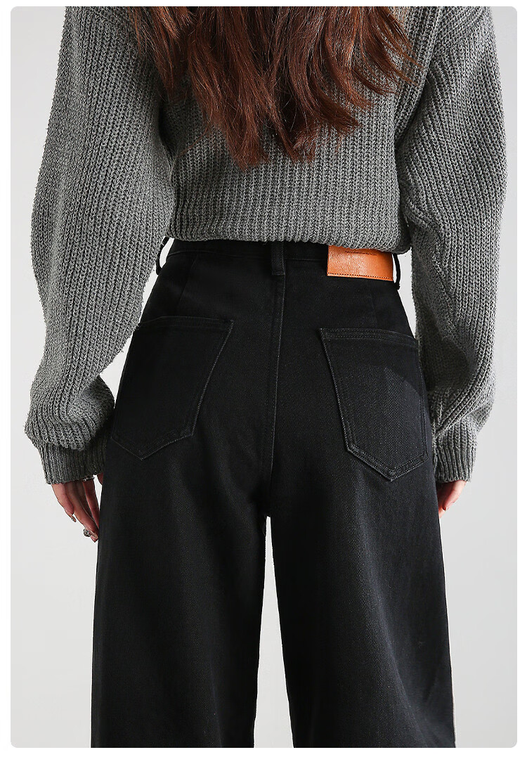 Dme Loose-Fitting Dad Pants Winter Harem Pants Women's Carrot Pants Fleece-Lined Jeans Women's Fleece-Lined Night Black S 36
