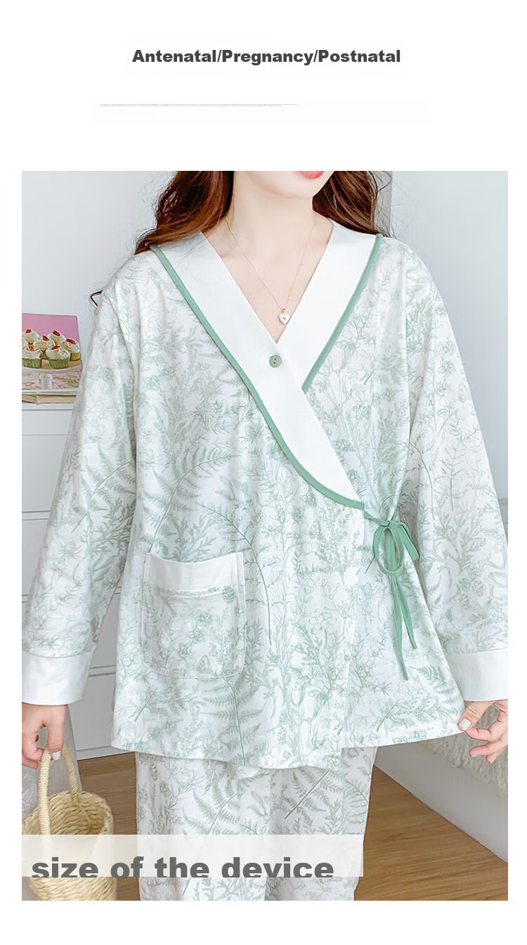 JOYNCLEON Maternity Summer Pajamas, Pure Cotton, Postpartum Nursing Wear, Breathable, Suitable for Outdoor And Home Use, Size L, Jyz154236 2