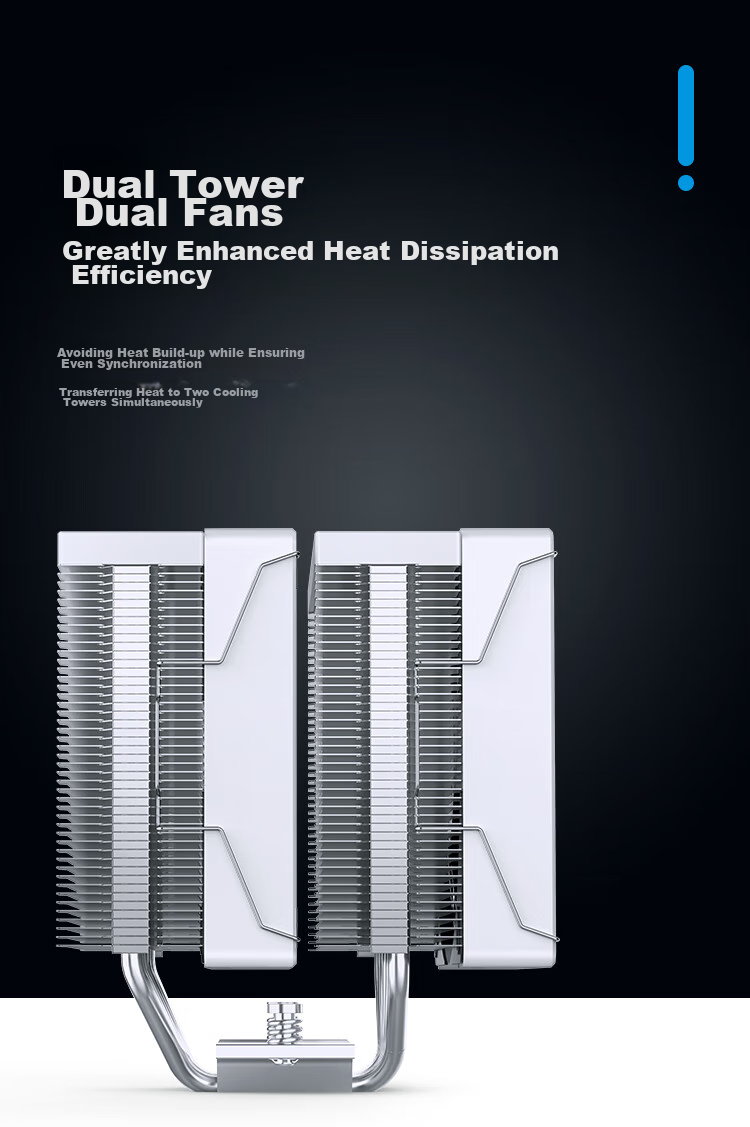 JONSBO CR-3000E Colorful White Edition CPU Air Cooler (Dual Tower Dual Fan / Nickel-Plated 6 Heat Pipes / Colorful Lighting Effects / PWM / Multi-Platform / Thermal Paste Included) 5
