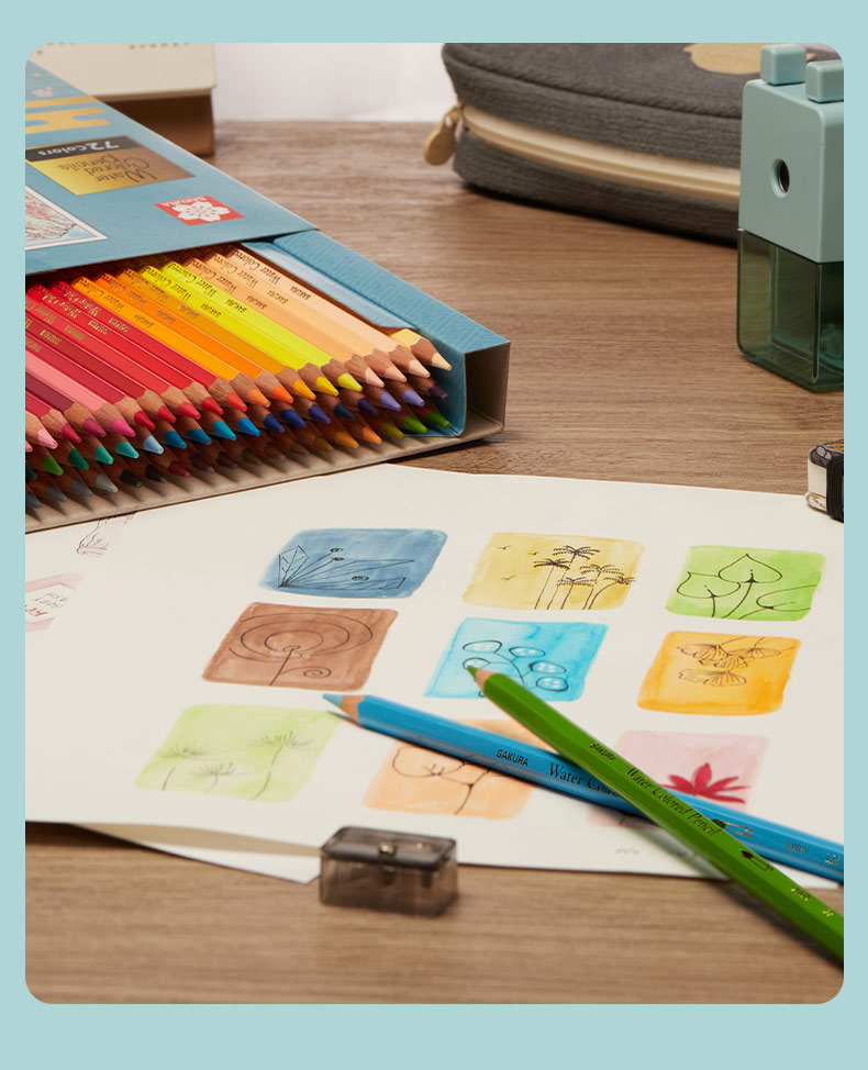 SAKURA [Mid-Autumn Festival Gift] ReCoupy Full Core Non-Wood Colored Pencil Set for Beginners, Drawing Sketching Hand-Drawn Coloring Card Crayon Set Gift 9