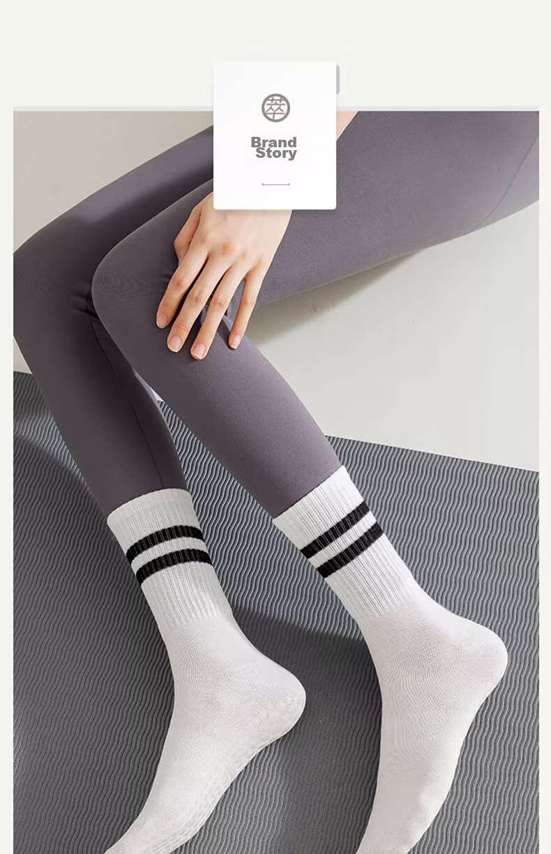 LangSha Yoga Socks for Women, Mid-Calf Sports Fitness Socks, Non-Slip Socks, Pilates Dance Socks, Silicone Floor Socks 19