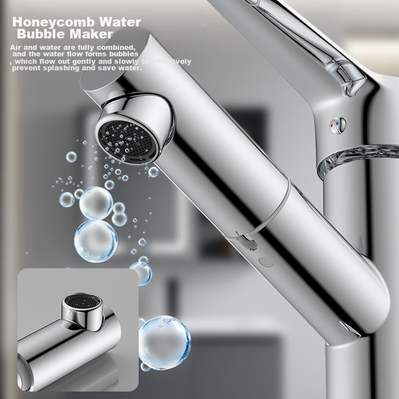 Смеситель для раковины KEGOO K1037, выдвижной, однорычажный, из сплава, с хромированным покрытием