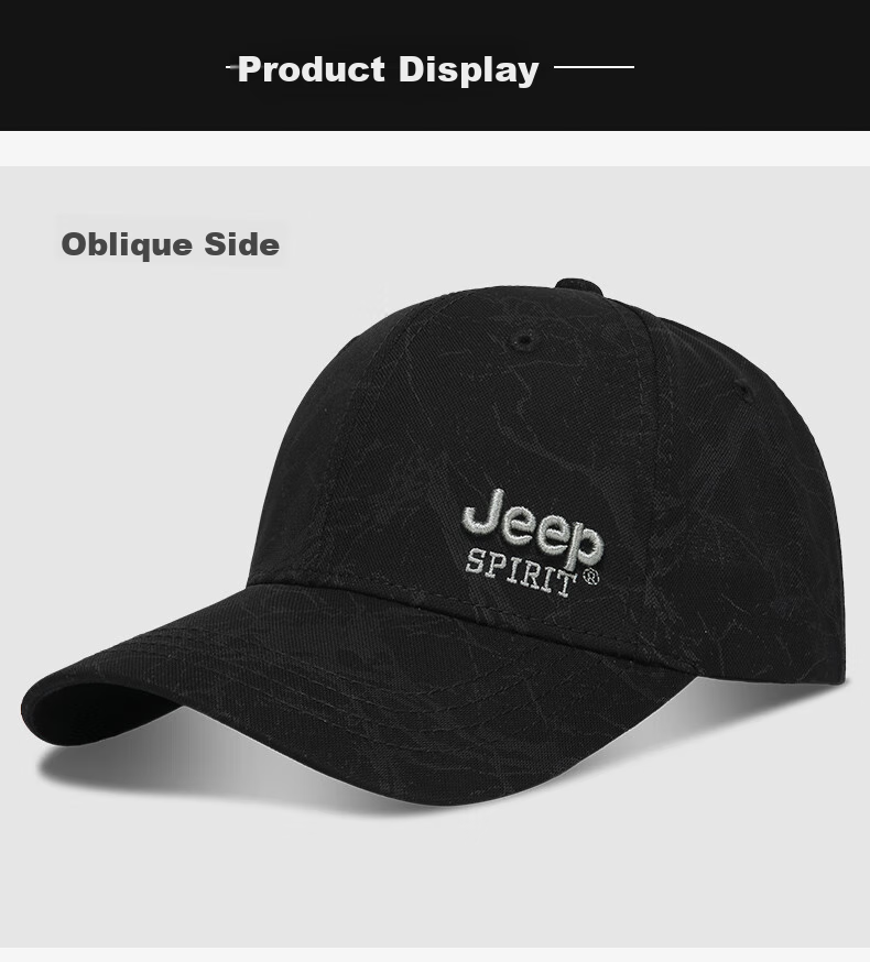 JEEP Men's Fashionable Baseball Cap, Versatile for All Seasons, Duck Tongue Hat, Sun Visor Cap for Men And Women, A0752 12