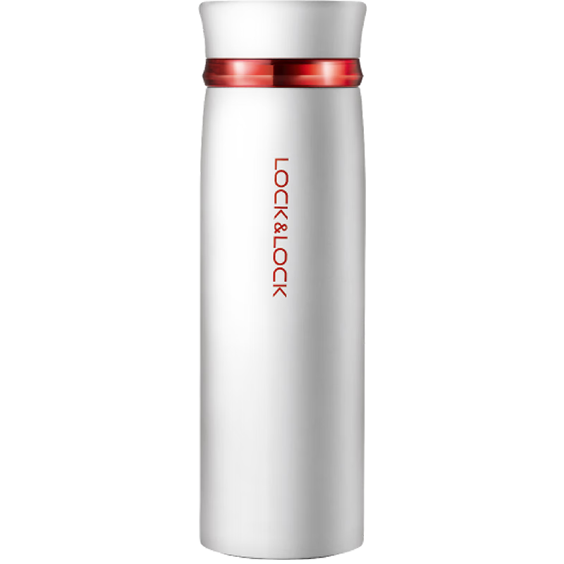 LOCK&LOCK Stainless Steel Insulated Mug for Couples And Students with Fite Rotating Lid Lightweight Cup 450ml White And Red LHC4131WR