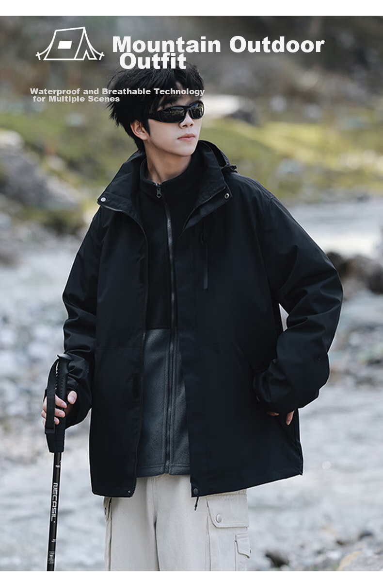 HIPANDA Hello Panda Jacket for Men And Women, 2026 Hooded Jacket, Couple's Outfit, Outdoor Hiking Wear, Army Green, Size M 6