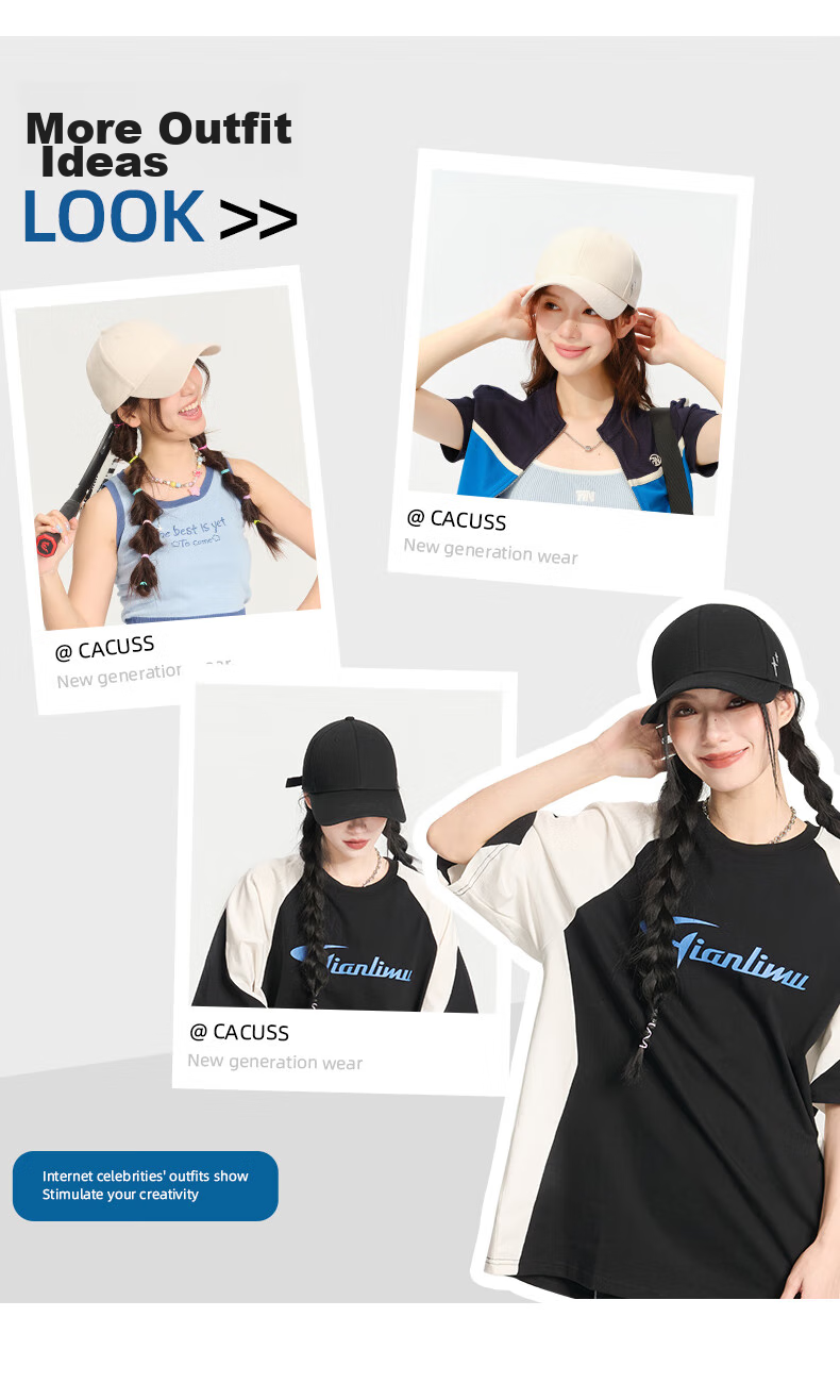 CACUSS Baseball Cap for Women, All-Season Large Head Circumference Hard Top Visor Cap, Sun Protection Hat, Couple Matching Versatile Face-Slimming Cap 9