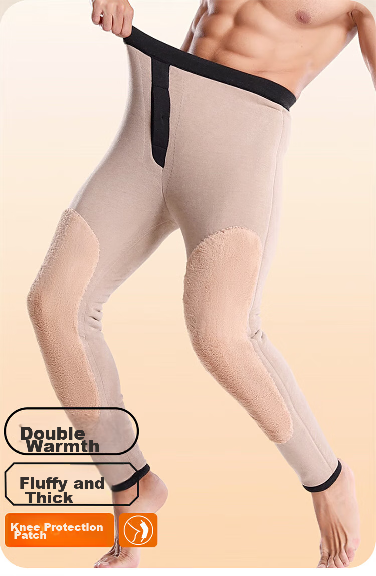 LangSha Cashmere Thermal Pants for Men, Fleece-Lined Thick Cotton Pants, Knee Protection Patches for Middle-Aged And Elderly, Outdoor Wear, Extra Thick for Northeast China 2