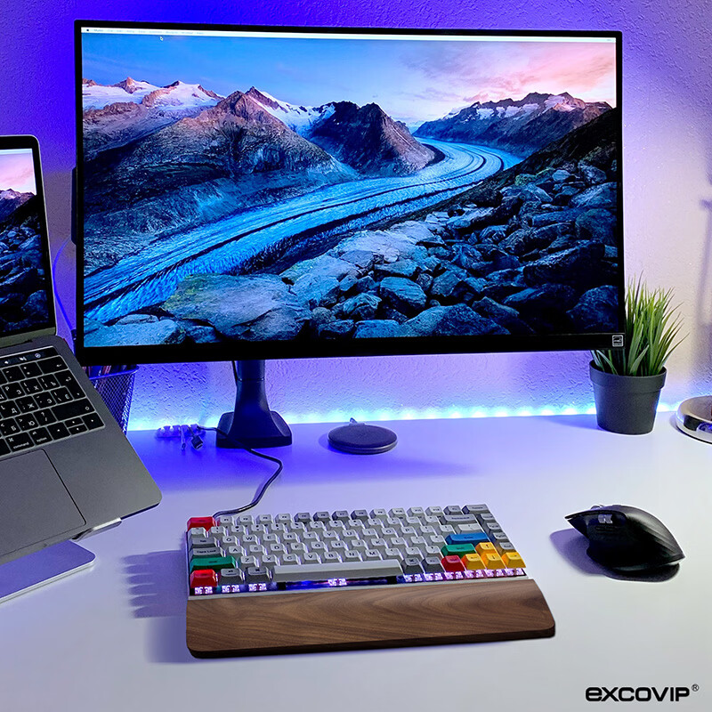 EXCO Black Walnut 104-Key Wooden Keyboard Tray Rounded Edge Mechanical Keyboard Wrist Rest Computer Palm Support Mouse Pad Gaming Wooden Wrist Pad Large 108-Key 0620 12