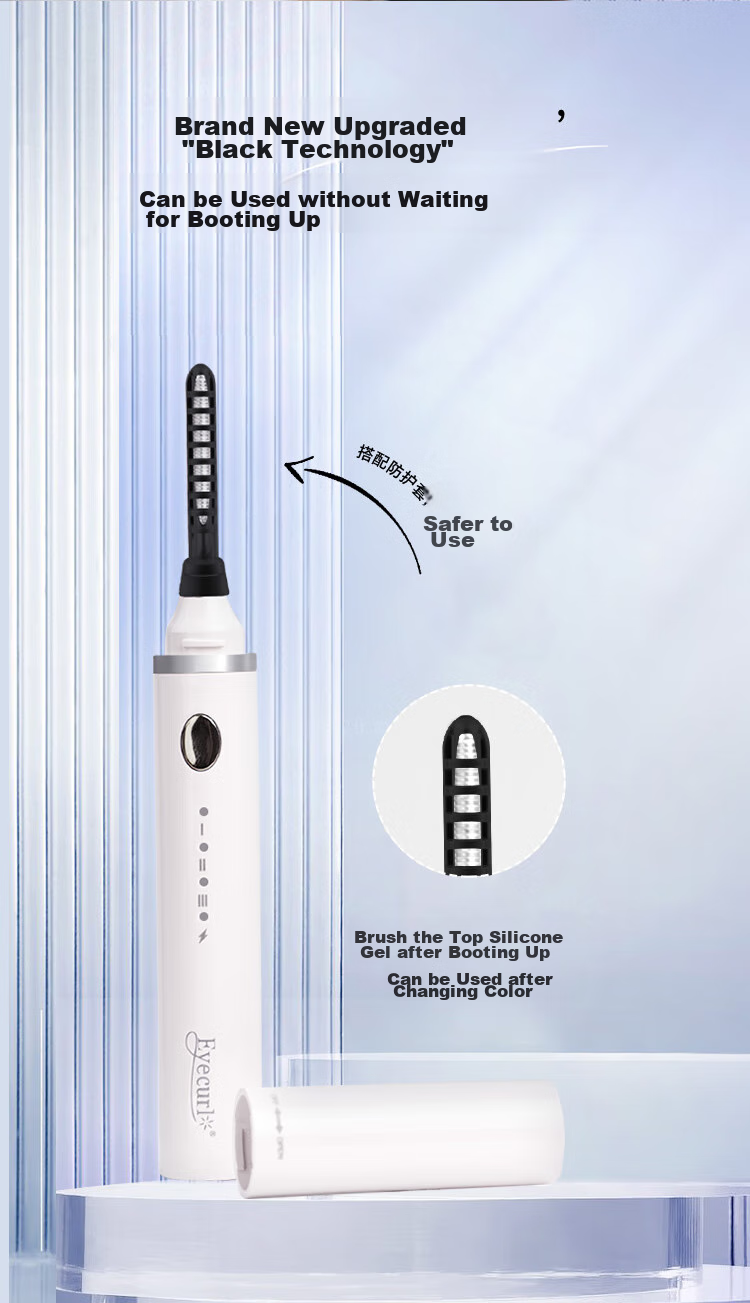 Eyecurl Small Steel Tube Electric Eyelash Curler, White, Electric Lash Curler, Long-Lasting Shaping Tool for Beginners 6