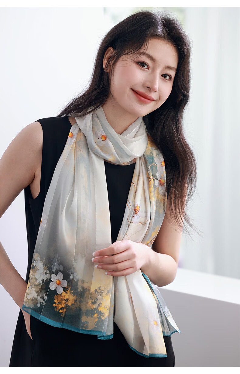 Hangsifu Silk Scarf, Mulberry Silk Shawl, Autumn And Winter Warm Neck Warmer, Birthday Gift for Mom Or Wife 17