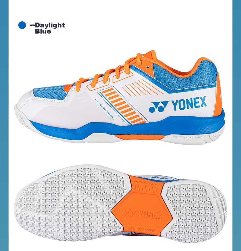 YONEX Badminton Shoes with Power Cushion, Shock Absorption, Breathable, for Competition And Training, SHBSF1EX White And Gold, Size 43 10