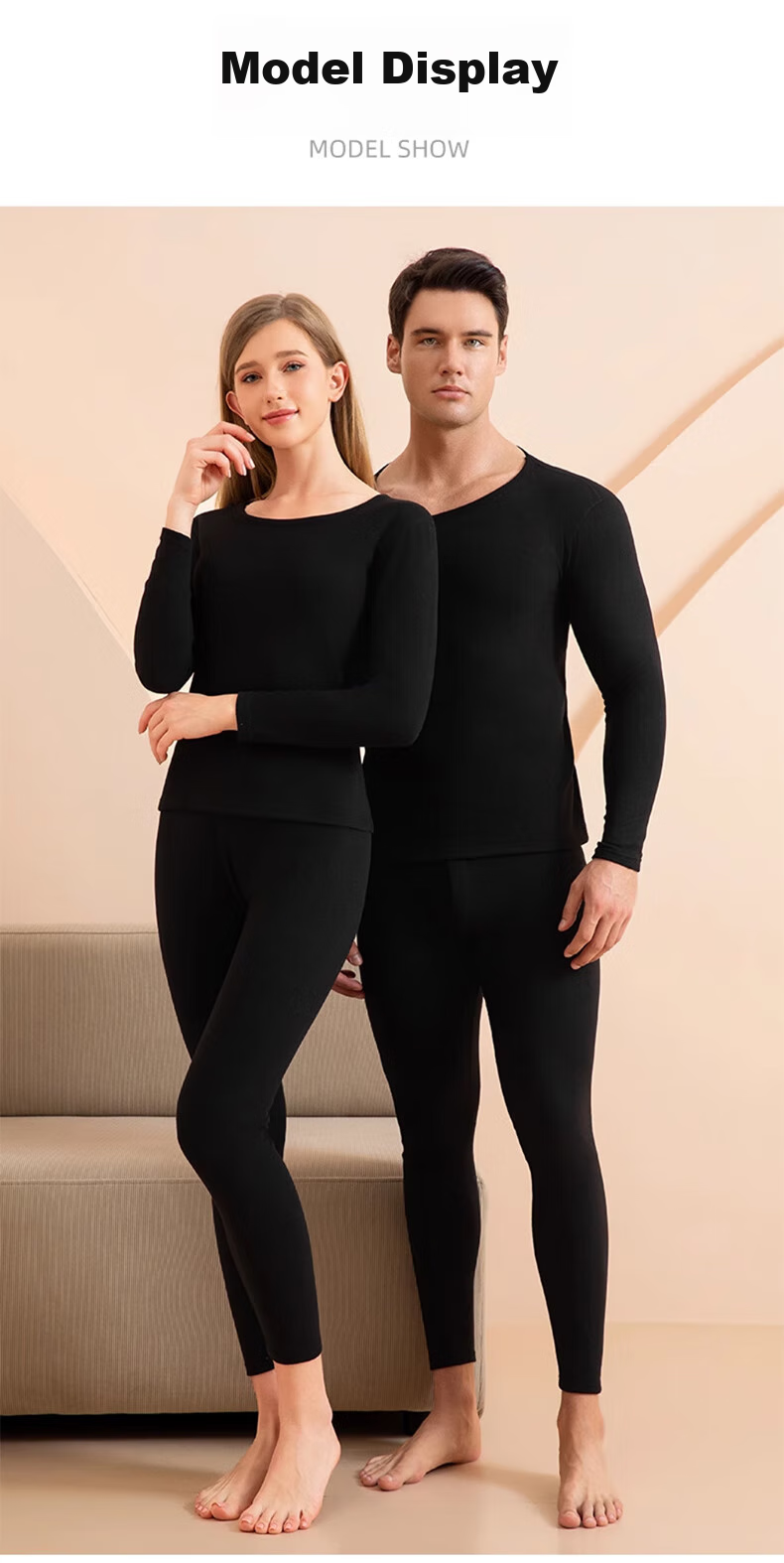 LangSha Women's Thermal Underwear, New Autumn And Winter 2026 Collection, Cashmere And Silk Blend, 7A Antibacterial Round Neck, Warm Base Layer Top And Bottom Set 24