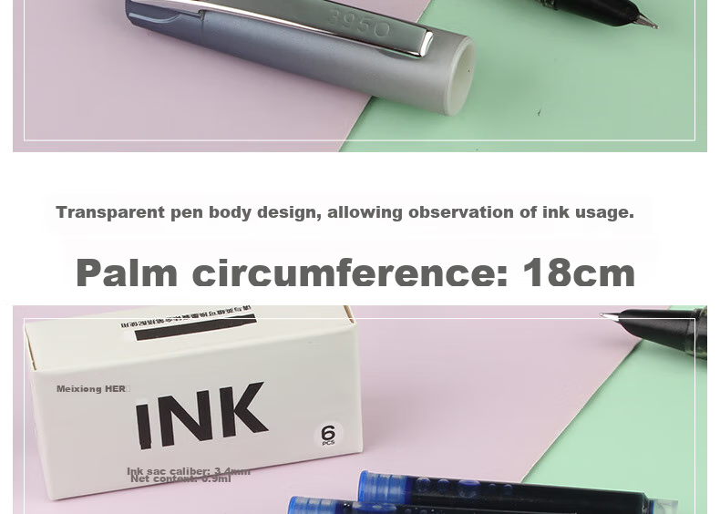 HERO Calligraphy Pen, 856 Bent Tip Iridium Gold Business Office Signature Calligraphy Practice Ink Pen, Black 9