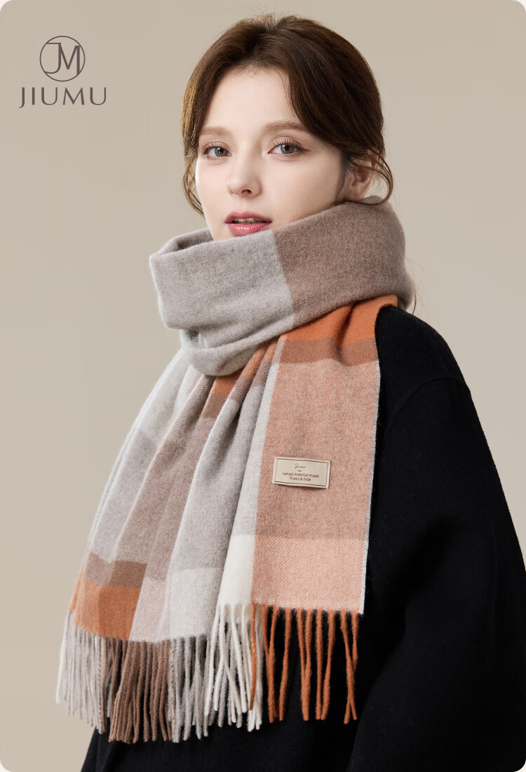 JIUMU Pure Wool Scarf for Women, Autumn And Winter Neck Warmer, Outer Wrap, Warm Shawl, Gift for Women, Mid-Autumn Festival Birthday Present, Gift Box Set 1