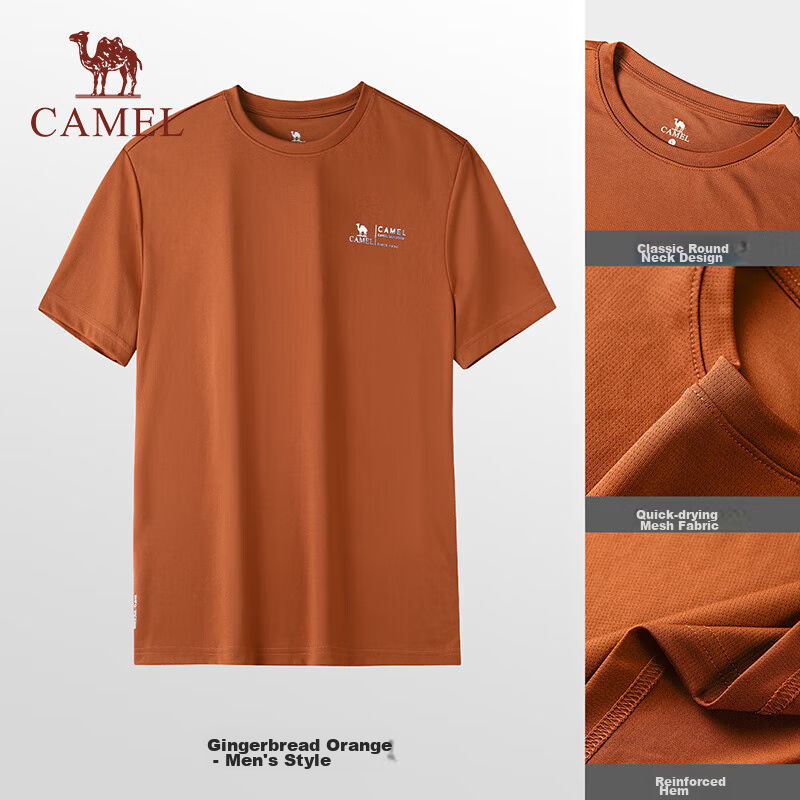CAMEL Outdoor Quick-Dry T-Shirt, Spring And Summer Honeycomb Mesh Breathable Top, Couple's Sports Round Neck Short Sleeve A14BZ00079