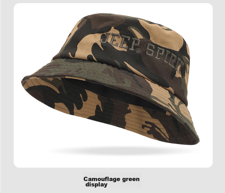 JEEP Men's Fashionable Versatile Trendy Fisherman Hat, Foldable, Suitable for Couples, Fishing Hat, Sports Cycling Outdoor Hat A0243 Camouflage Gray Adjustable Size 16