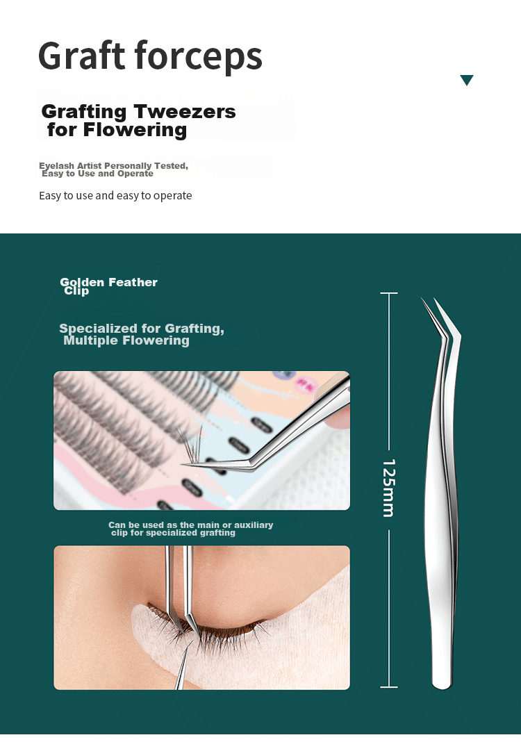 UPLUS Precision Single Cluster False Eyelash Tweezers Set of 2 (Gold Feather Clip + Dolphin Clip), Lash Extension And Grafting Tool 6