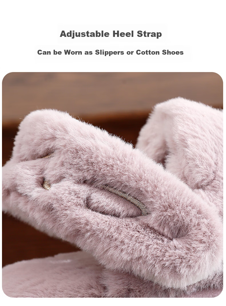 GUOLUOFEI Couple's Cotton Slippers, All-Season Autumn Home Plush Fleece-Lined Warm Soft-Soled Cotton Shoes for Men And Women, Iron Gray, Size 43-44 3