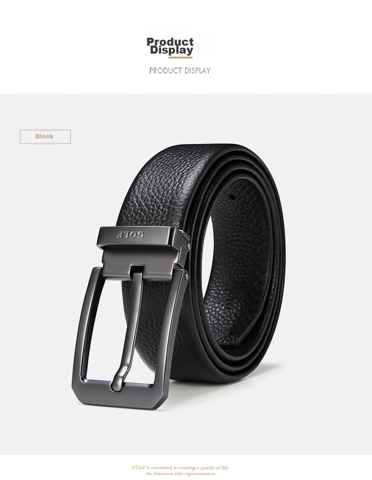 GOLF Pin Buckle Leather Belt for Men, Double-Sided Cowhide Wear-Resistant Waistband for Middle-Aged And Young Men, Gift Box Set, Present for Father 21