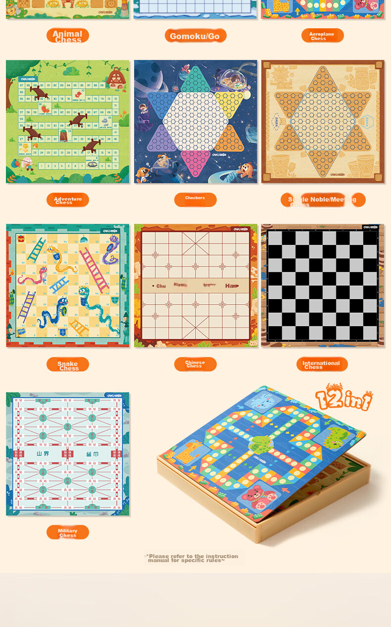 Deli Six-In Children's Game Set: Go, Chess, Checkers, Ludo, Battle Chess, Board Games, Camping Gift 3