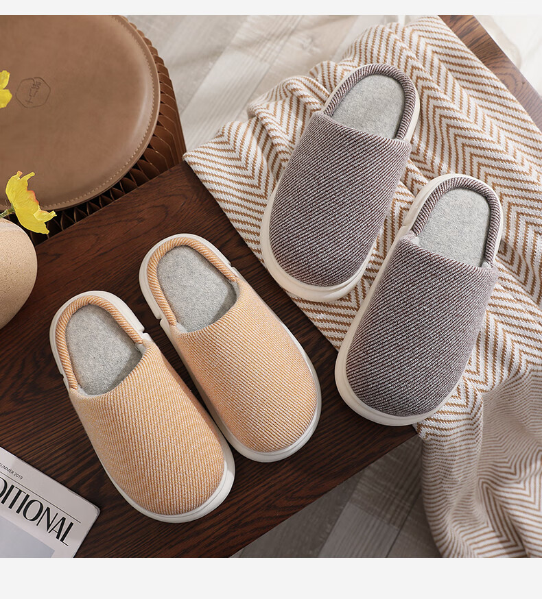 GUOLUOFEI Home Slippers, Indoor Floor Linen-Covered Head Couple Non-Slip All-Season Slippers for Men And Women, Pink, Size 36-37 11