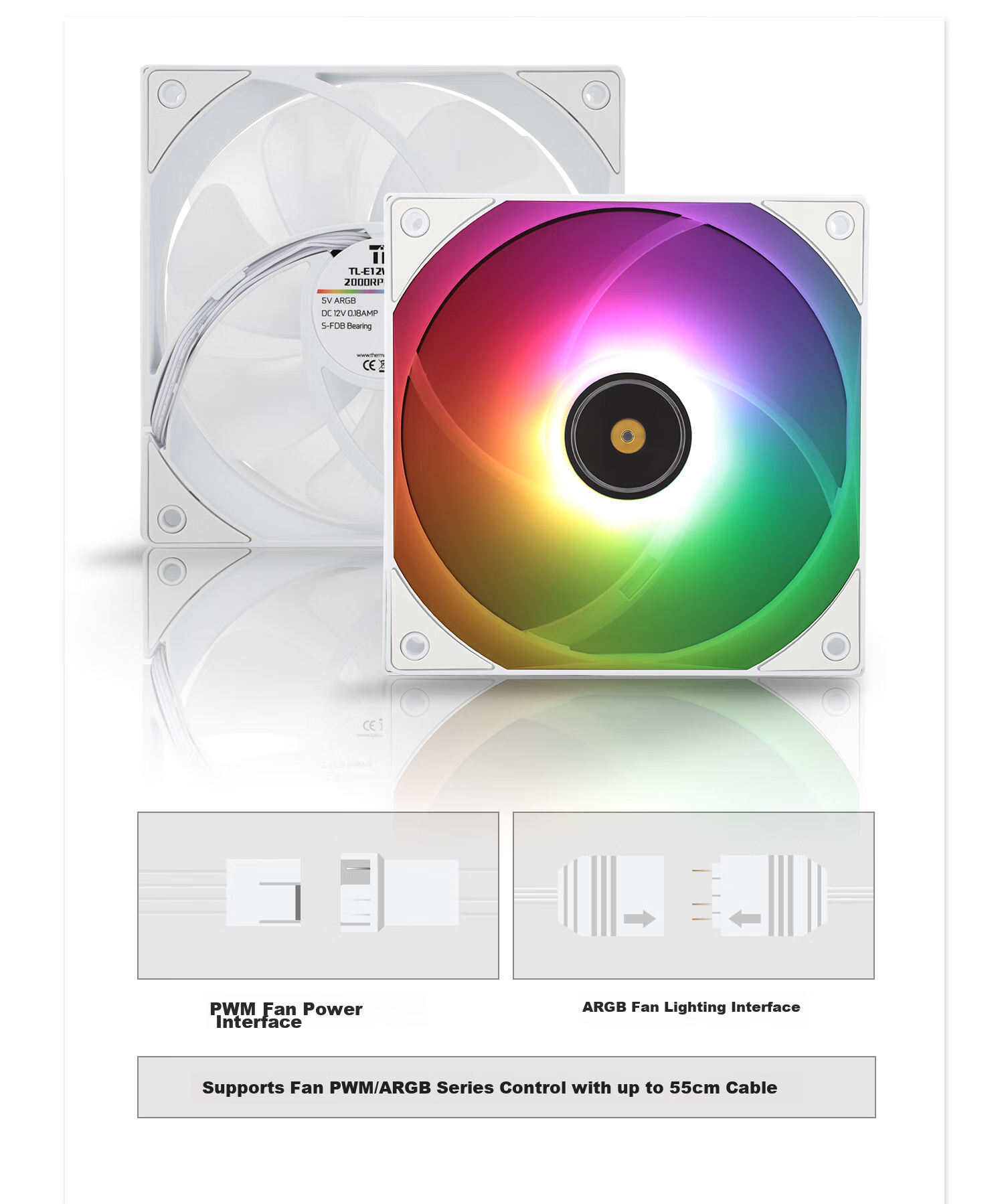 Thermalright TL-E12B V3, 12cm PWM Case Cooling Fan, 2000 RPM, S-FDB Bearing, 4-PIN PWM, RGB Fa 11