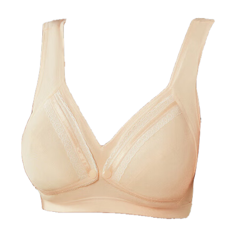 Aibaoshi Nursing Bra Maternity Underwear Pregnancy Wireless Front-Opening Breastfeeding Bra Push-Up Brassiere M508, Skin Color, Size L