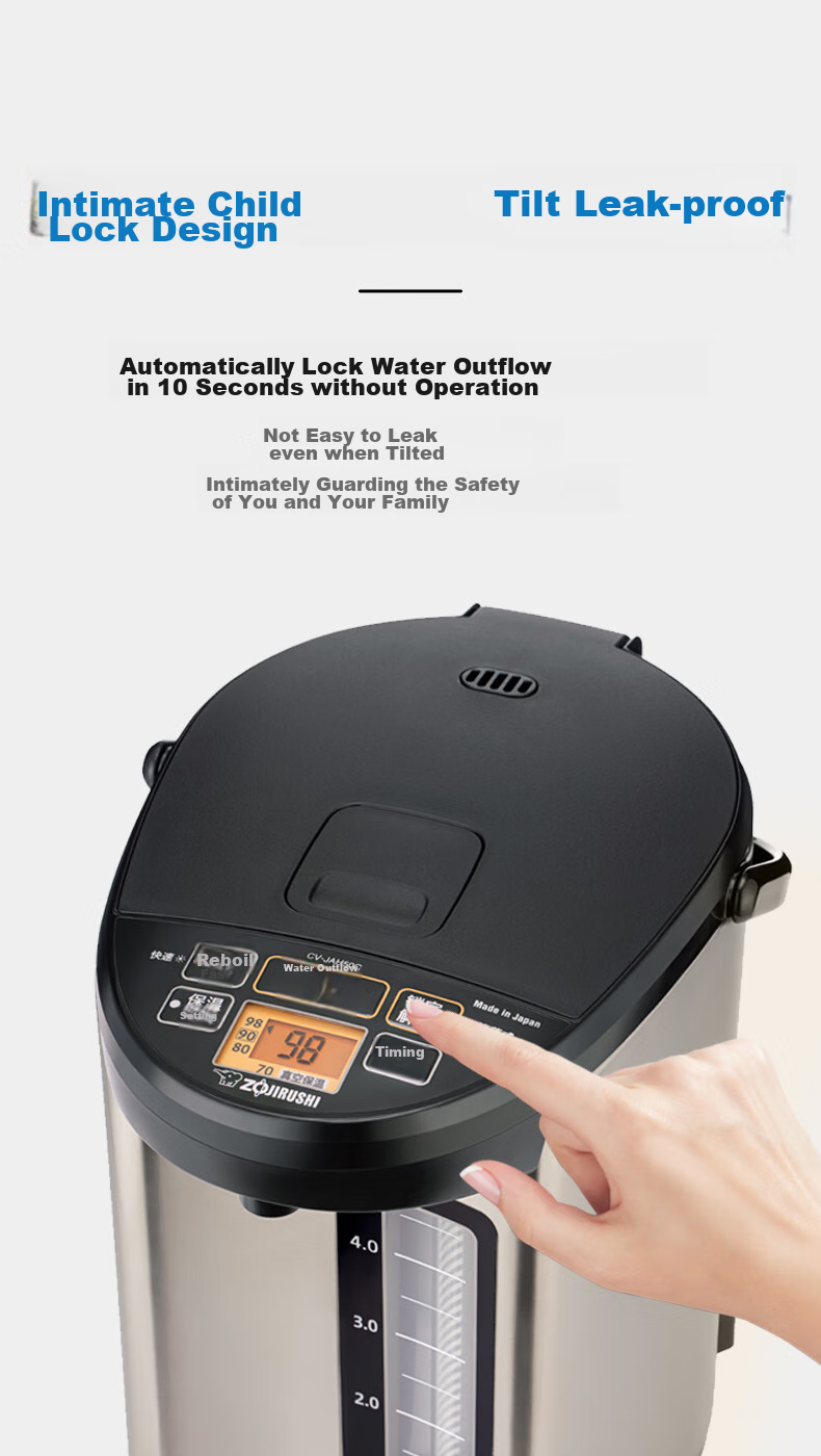 ZO JIRUSHI Electric Kettle, Vacuum Insulation, for Home And Office Use, 5L Capacity, CV-JAH50C Stainless Steel Color 10