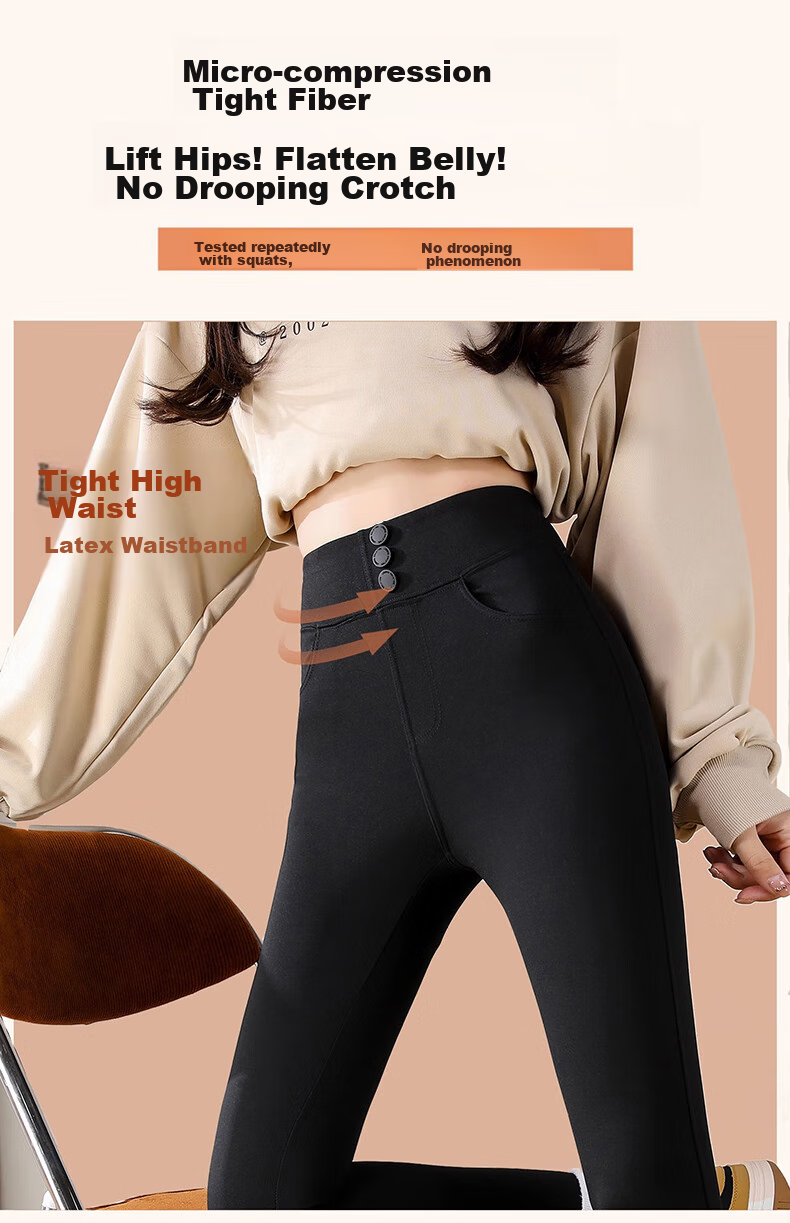 LangSha Leggings for Women, High-Waisted Tummy Control Butt-Lifting Shark Pants, Elastic Slim-Fit Ankle-Length with Three Velcro Straps for Autumn And Winter Outerwear 13