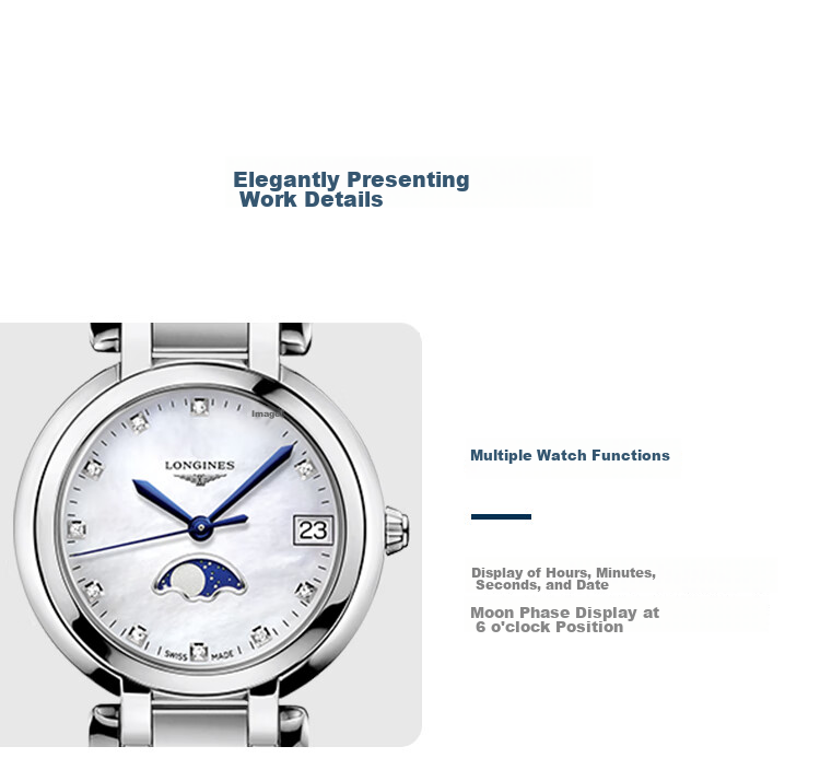 LONGINES Swiss Watch, Heart Moon Series, Ladies' Steel Strap Quartz Watch with Moonphase L81164716 9