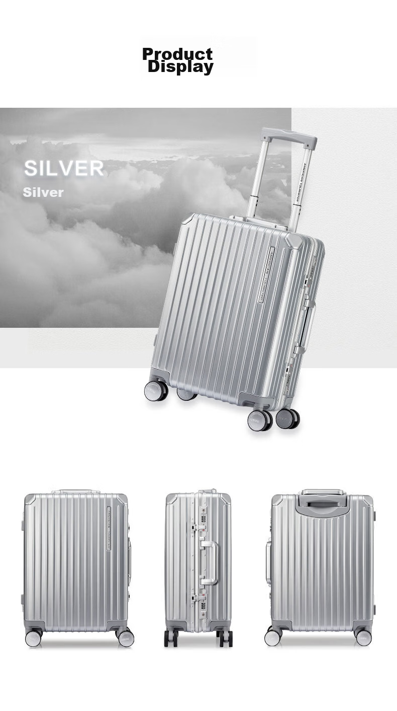 AMERICAN TOURISTER Luggage, 20-Inch Simple And Stylish Suitcase, Trolley Case for Men And Women, Travel Case with Frame, Silver Color, NH7 Combination Lock Suitcase 11