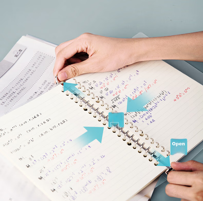 Deli A4/60 Sheets Loose-Leaf Notebook, 30-Hole Refillable, for Notes, Exams, Study, Error Correction, Stationery - Gray Lined 8