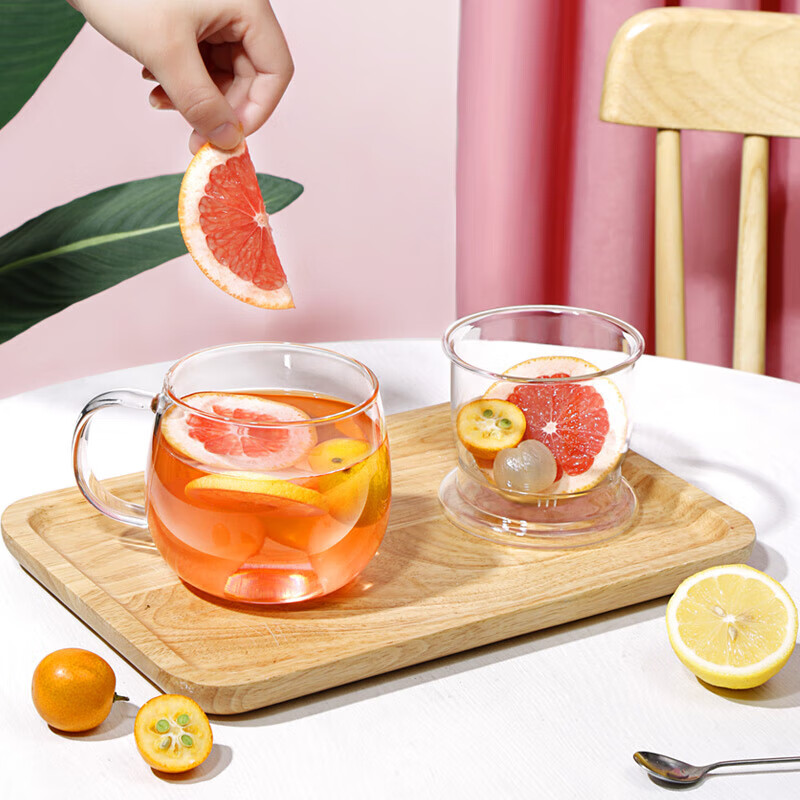 Fuguang Flower Tea Cup, Men's And Women's Tea Infuser Mug, Double-Layer Office Glass Cup with Handle, High Borosilicate Water Bottle