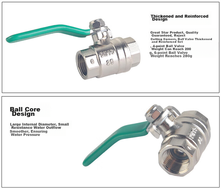 Weixing Double Internal Thread Ball Valve, 6 Points DN20 Brass Main Valve, Suitable for Both Cold And Hot Water, Large Diameter Kitchen Tap Valve 5