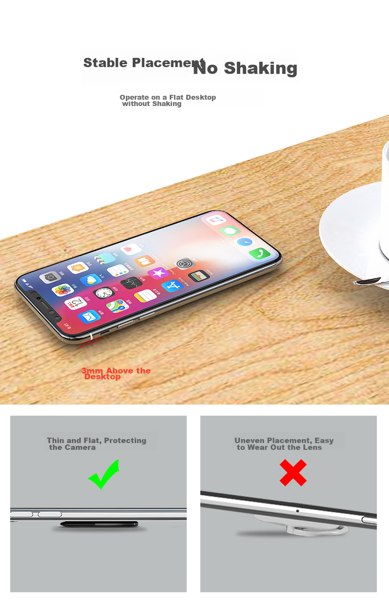 Zitai Phone Stand Ring Holder, Desktop Lazy Ultra-Thin Cartoon Creative Magnetic Car Mount Compatible, Universal for Apple/Huawei/Xiaomi/Tablets, Black 9