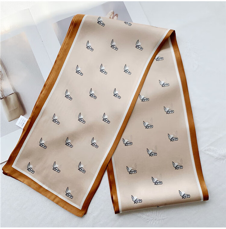 GLO-STORY Silk Scarf for Women, Mulberry Silk Versatile Double-Layer Fine Silk Narrow Small Scarf Long Flowing Ribbon Qixi Gift Box Set 15