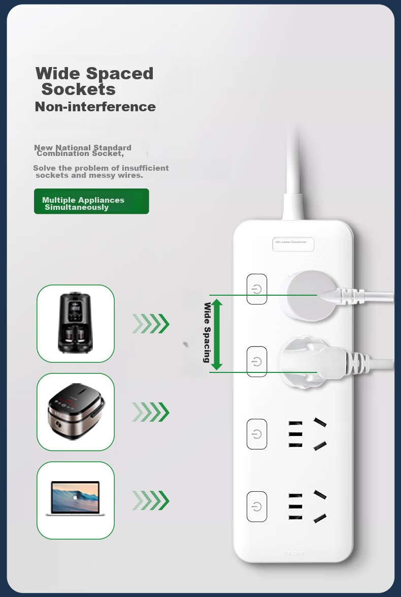 NVCleishidiangong 4-Outlet 1.8m Power Strip, Extension Cord, Socket Board, EP443 12