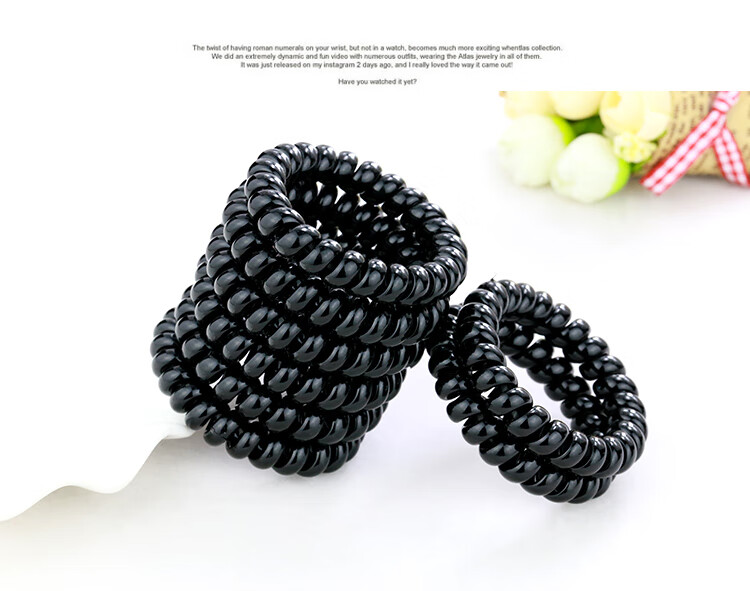 Jianyingshu Black Large Thickened Telephone Wire Hair Ties 10 Pieces Hair Bands Elastic Hair Ropes Hair Scrunchies Hair Elastics 10