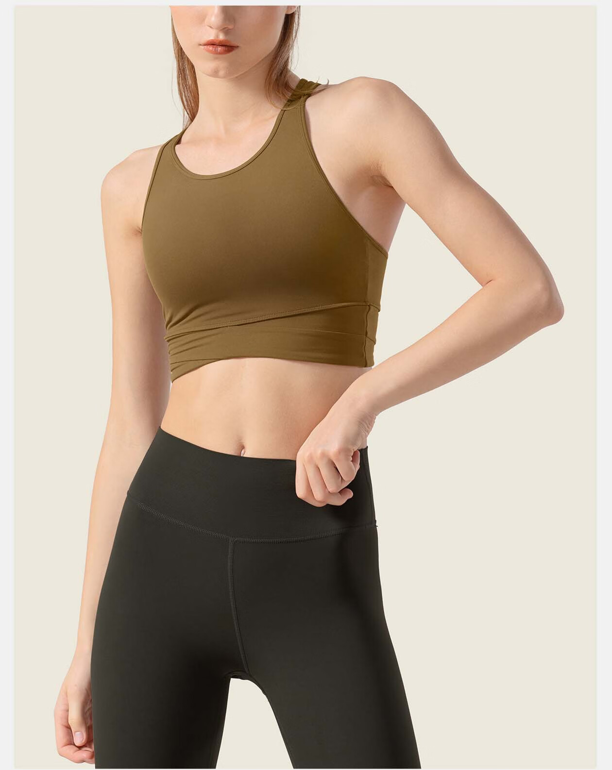 VFU Xiao Nao Dan Sports Bra for Women, Running Anti-Shock Sports Vest, Fitness Back Support, Cream Yellow, S 11