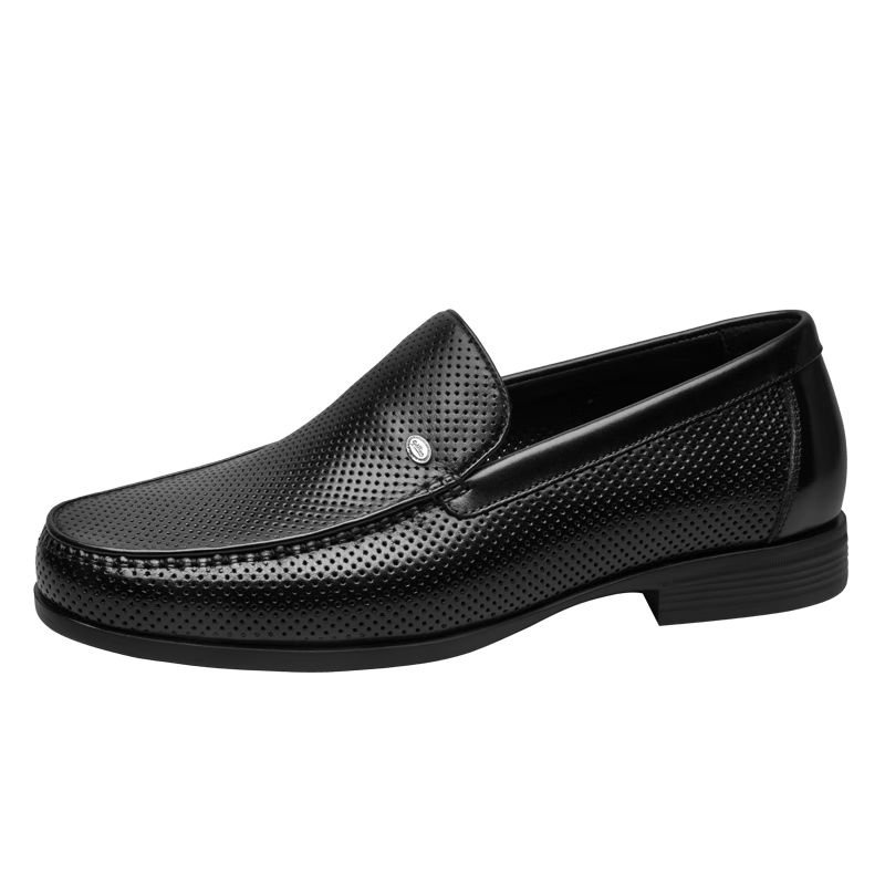 Goldlion Men's Loafers, Summer Perforated Breathable Sandals, Comfortable Business Casual Shoes G521320309AAD Black Size 43
