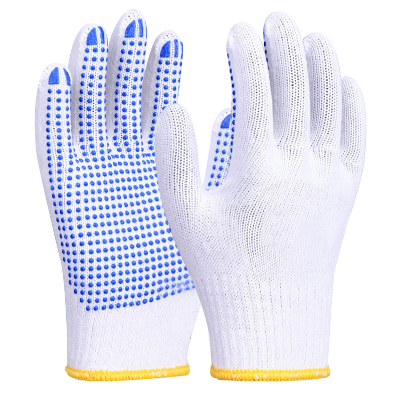Qianjiadi Work Gloves, Protective Gloves, Non-Slip, Dotted Glue, Wear-Resistant, Threaded Gloves, Thickened Dotted Glue Gloves for Construction Sites, Work Gloves for Men And Women, 12 Pairs