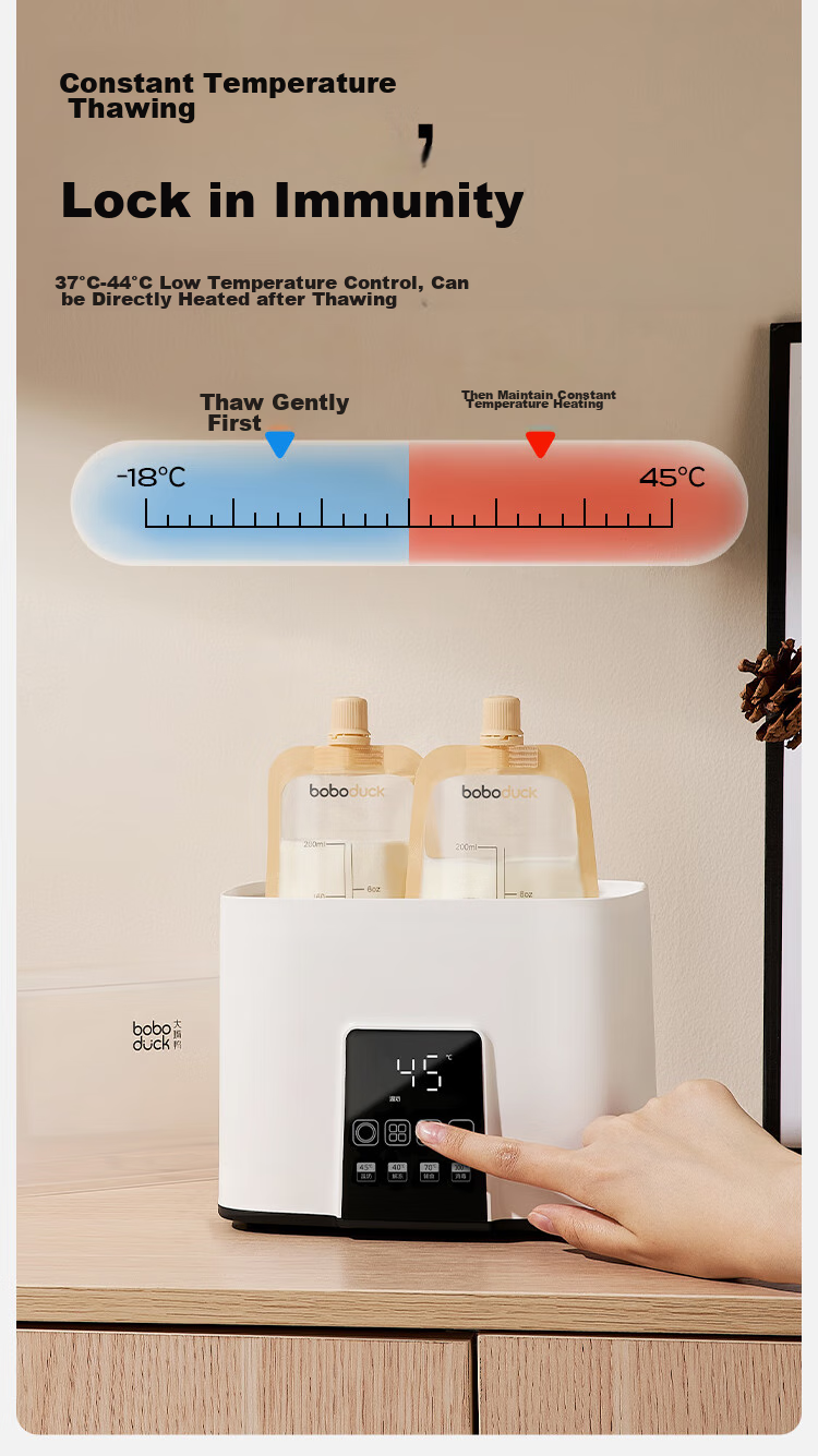 Boboduck Baby Bottle Warmer Multifunctional Milk Warmer, Bottle Sterilizer And Defroster 2-In Dual-Bottle Milk Warmer 6502 12
