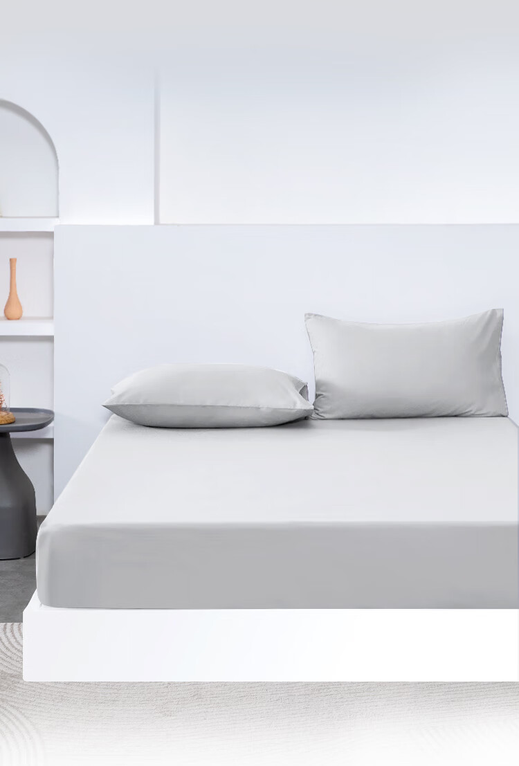 One's Member (Yi De Ceng) Pure Cotton Linen-Like Fitted Sheet, Sunlight Gray, for 1.8m Bed, 180*200+30cm 12