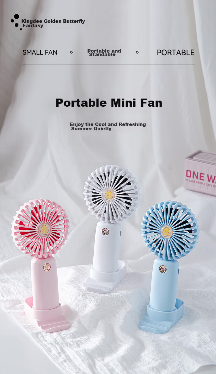Kingdee Handheld Mini Fan, Small Desktop Electric Fan, Dorm Fan, Mini Outdoor Desk Office Student Powerful Rechargeable High-Power Small Fan, Blue F1008 1
