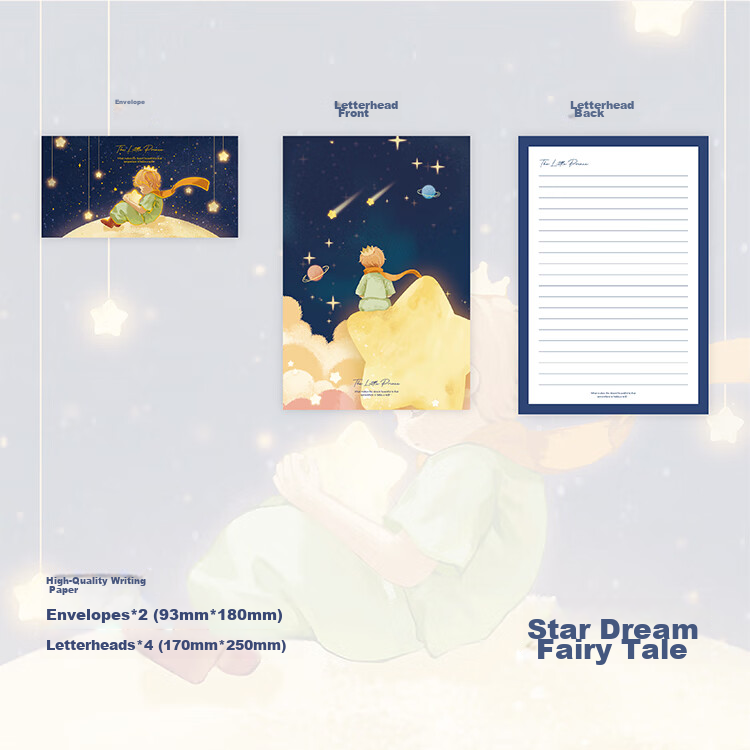 Jiamo Little Prince Envelope And Letter Set, Romantic Love Letter Stationery, Artistic High-End Feel, Birthday Gift for Boyfriend Girlfriend Teacher Classmate, 4 Styles Available, Mother's Day Gift 26