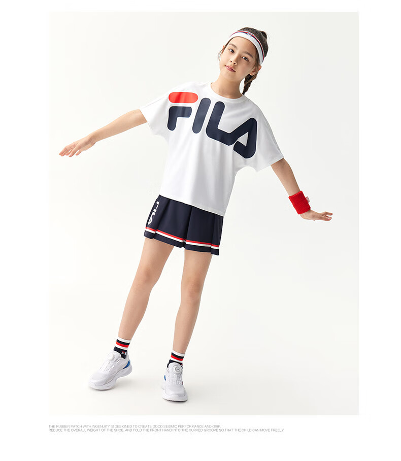 fila斐乐童装女童短袖t恤2022夏装中大儿童洋气纯棉宽松半袖