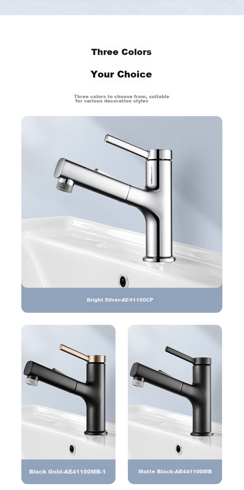 ARROW Multifunctional Pull-Out Basin Faucet for Bathroom Vanity Sink Hot and Cold Tap AE41135CP 11