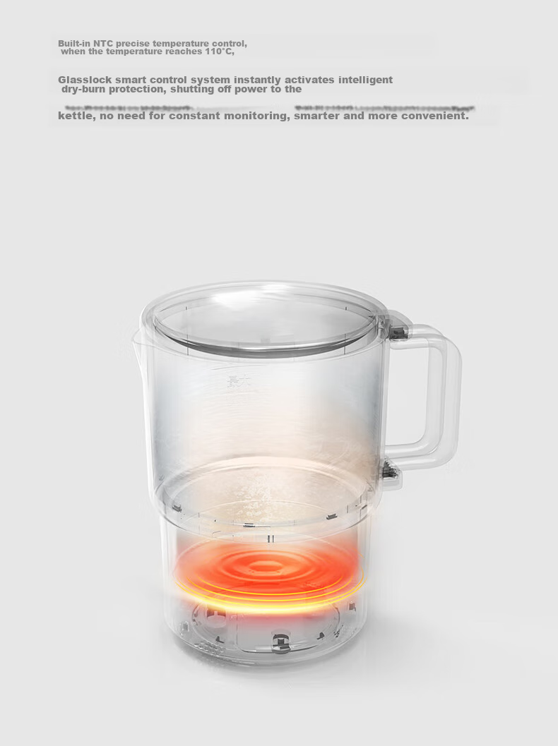 GLASSLOCK Portable Electric Kettle [Essential for Travel], Foldable Hot Water Kettle with Temperature Control, Insulated Thermos for Hotels, Health Pot, Small Cooking Pot, Noodle Cup 12