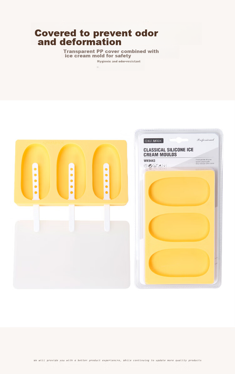 Xuechu Ice Cream Mold, 3-Link Silicone with Lid, Homemade Mung Bean Ice Cream Bar, Ice Pop, Popsicle, And Ice Cream Mold 6