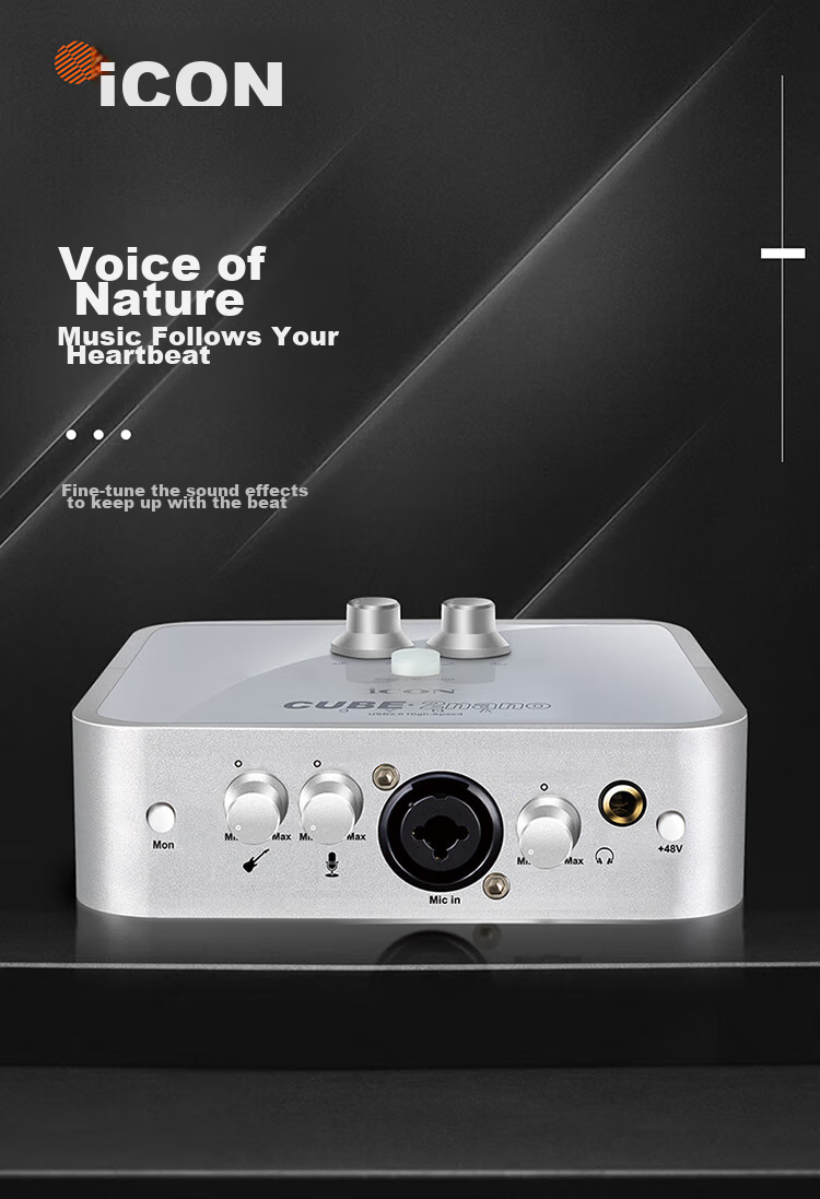 Aiken ICON 2nano External Sound Card Live Streaming Device, Streamer Live Singing Shouting Microphone, Mobile Phone Computer Professional Recording Karaoke Singing Sound Card Equipment ICON Single Sound Card 1